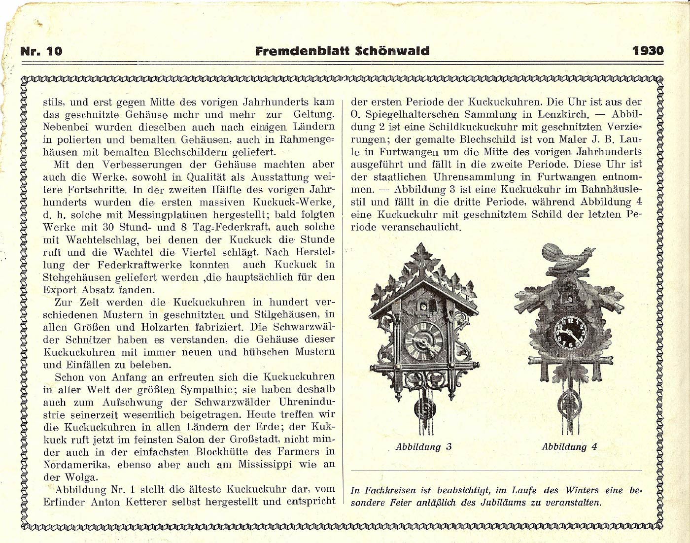 Fremdenblatt Schönwald Seite 2